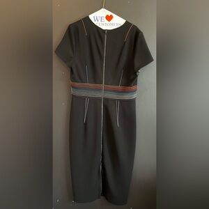 DIANE VON FURSTENBURG Black + Rainbow Midi Dress